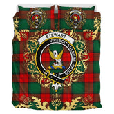 Stewart Atholl Modern Tartan Crest Bedding Set - Golden Thistle Style
